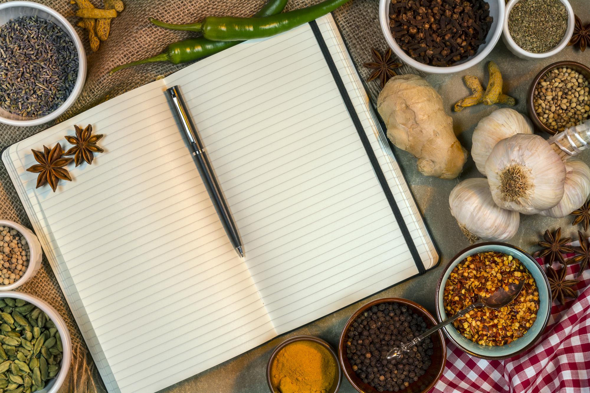 Flat lay of premium ingredients and planning notes